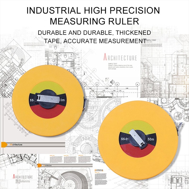 Hoge Precisie Retractable Ruler Meetlint Meetinstrument voor Ingenieur Carpenter Fiber Grootte 10m 15m 20m 30m Houtbewerking Gereedschap