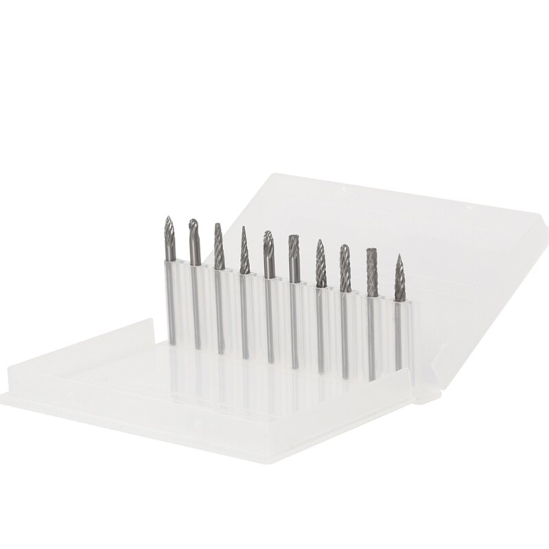 Carbide Burr Set 10 Pcs Double Cut Solid Carbide Rotary Burrs Engraving Tools