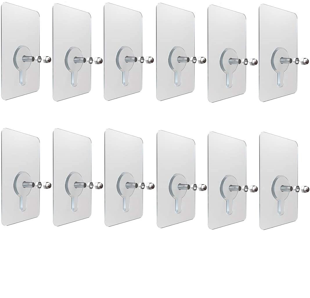 1/5/10/20pcs Shelf Adhesive Wall Screw Hooks Clear Closet Cabinet Shelf Pegs Wall Hangers Kitchen Bathroom Screw Holder(14cm)