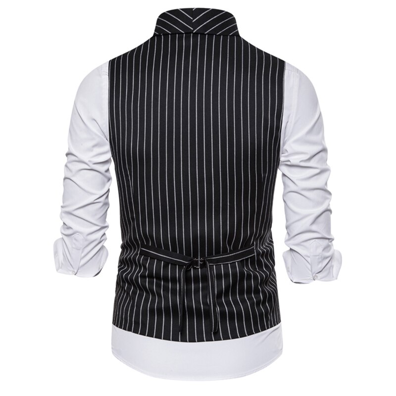 Verticaal gestreept dubbelrijs vest heren sjaalkraag slim fit gilet heren formeel zakelijk bruiloft chaleco hombre