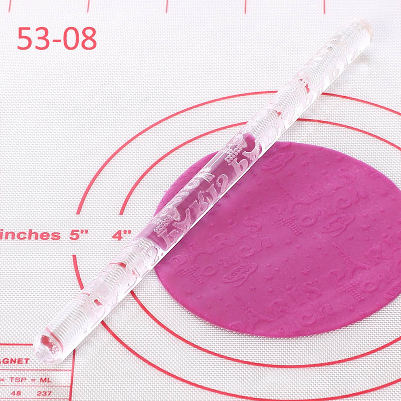 1 pieza de utensilio de cocina para Fondant, rodillo para repostería, patrón con relieve, herramientas antiadherentes, acrílico transparente: 53-08