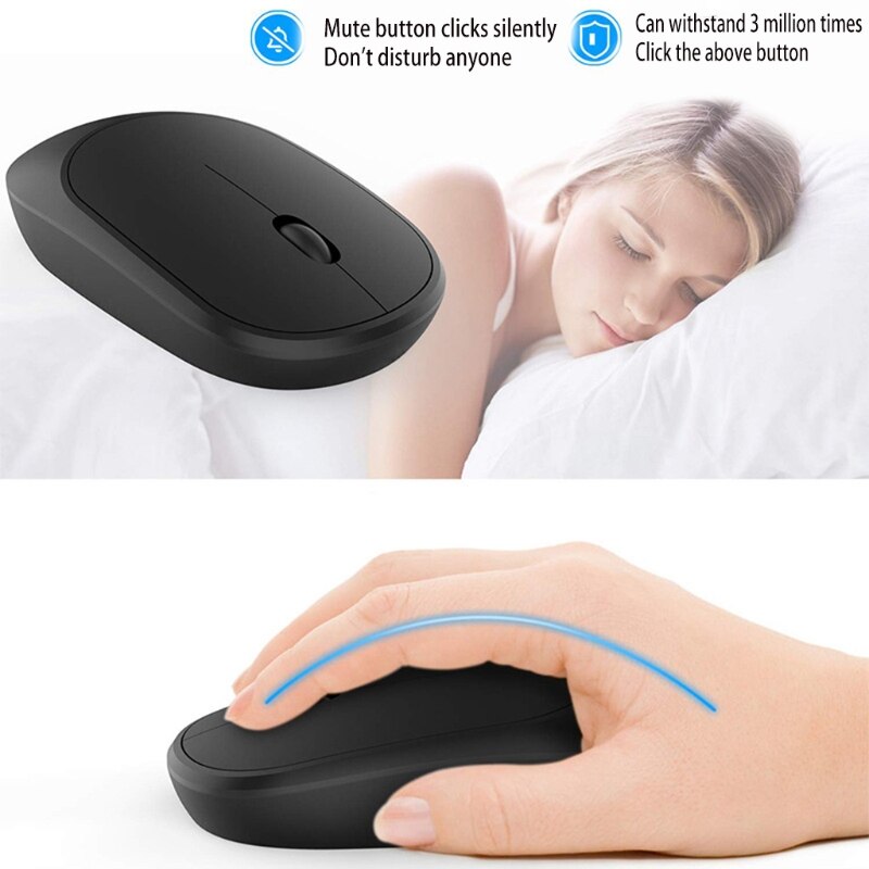 Black Portable Wireless Mouse RGB Optical1600dpi Computer Mouse Simple Optical Mouse Silent Mice Ergonomic for Home
