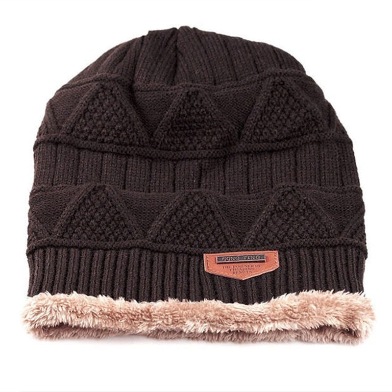 Stijl Mode Mannen Patchwork Winter Warm Haak Knit Baggy Beanie Wol Schedel Hoed Ski Cap Sjaal Set
