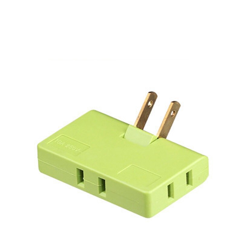 One In Three Converter 180 Degree Rotation Extension Plug Multi plug Mini Slim Wireless Outlet Travel Adapter Light Socket: US 1pcs / Green