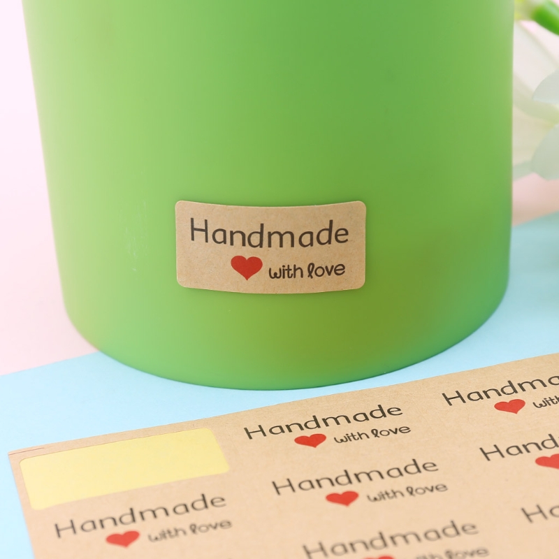 120x Vintage Handgemaakt Met Liefde Pakket Label Kraft Lijm Stickers Bakken Q0KA