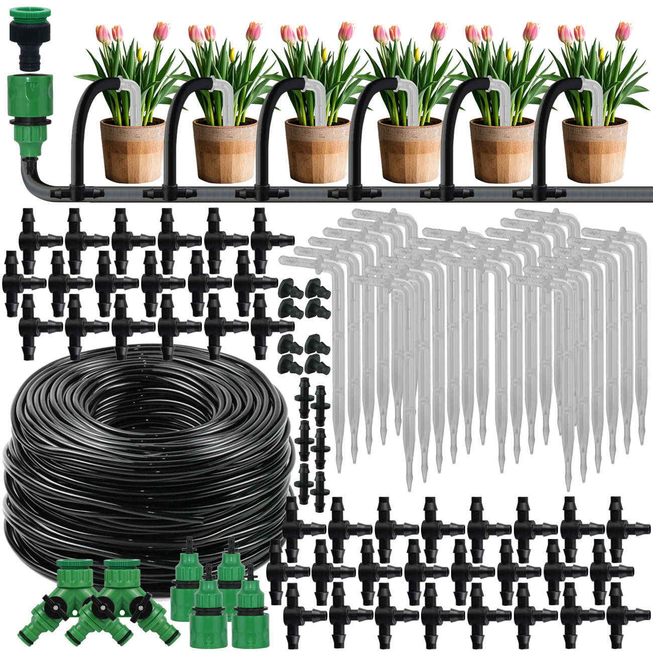 KESLA 5-50M Garden Drip Irrigation Kit 1/4'' Drippers Drip Arrow Watering System by for Balcony Bonsai Plant Flower