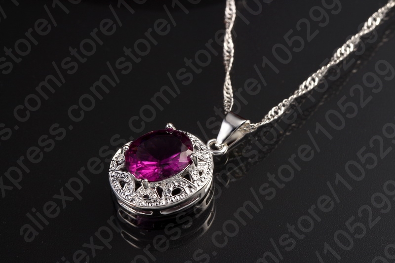 Kvinder 925 sterling sølv lilla krystal vedhæng halskæder ørering ring sat til bryllup engagement smykker