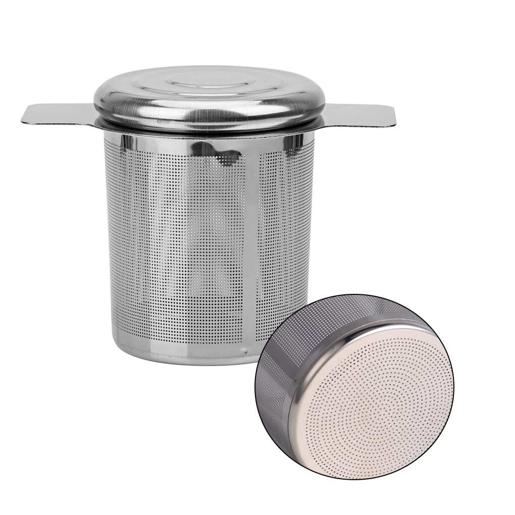 Infusor de té de doble ASA con tapa, filtro de café de malla fina de acero inoxidable, tetera, taza colgante, colador de té de hojas sueltas