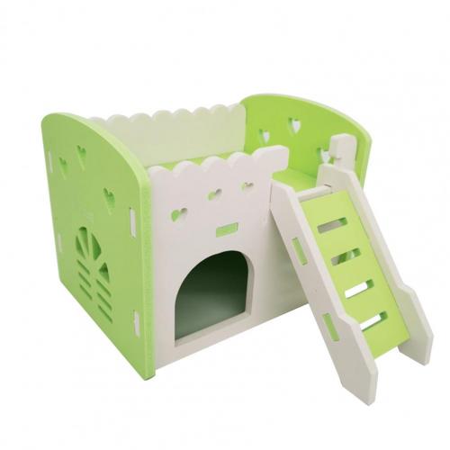 Hamster Villa with Ladder Stable Structure Chinchilla Hut Hamster Golden Bear Rat Villa Balcony: Green