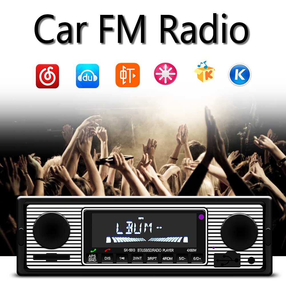 Bluetooth Vintage Autoradio Autoradio Radio Fm Aux Ingang Ontvanger Sd Usb 12V In-Dash Auto Handfree MP3 multimedia Speler