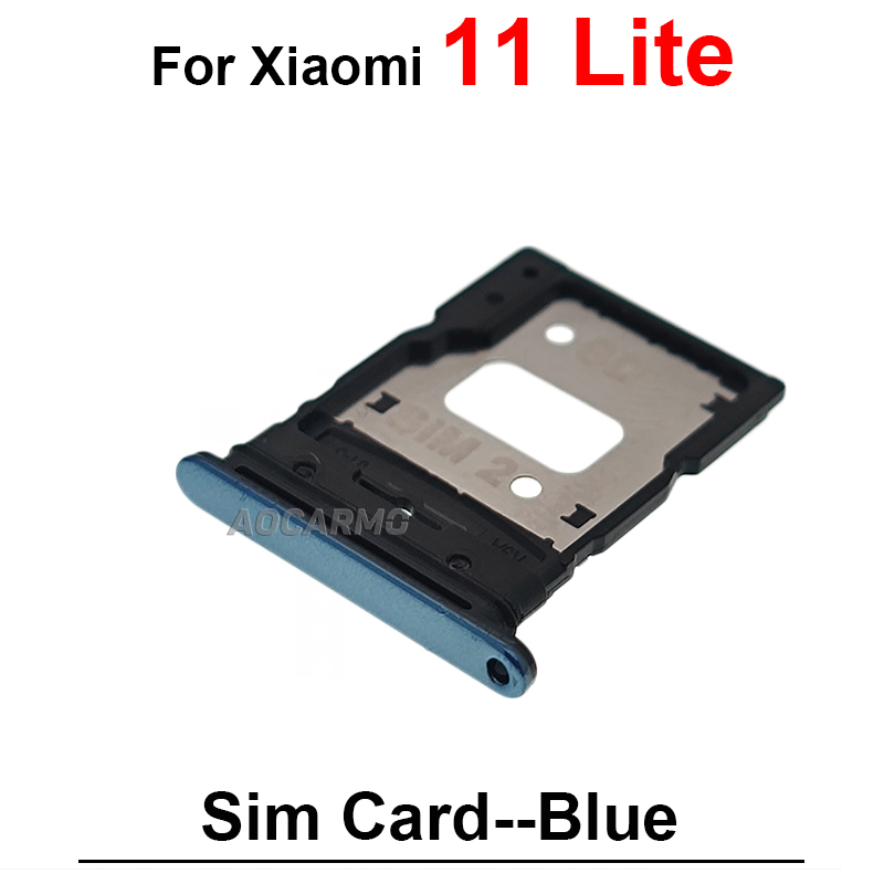 Sim Card For Xiaomi 11 Ultra Lite Mi 11T Pro 11Lite Sim Tray Holder Socket Slot Repair Replacement Parts: Blue