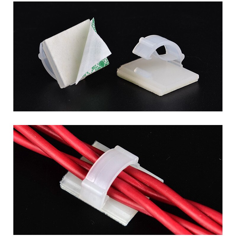 100PCS Self-Adhesive Nylon Cable Clip Organizer Plastic Fixer Wire Management Fastener Network Telephone Line Holder For Car WCC