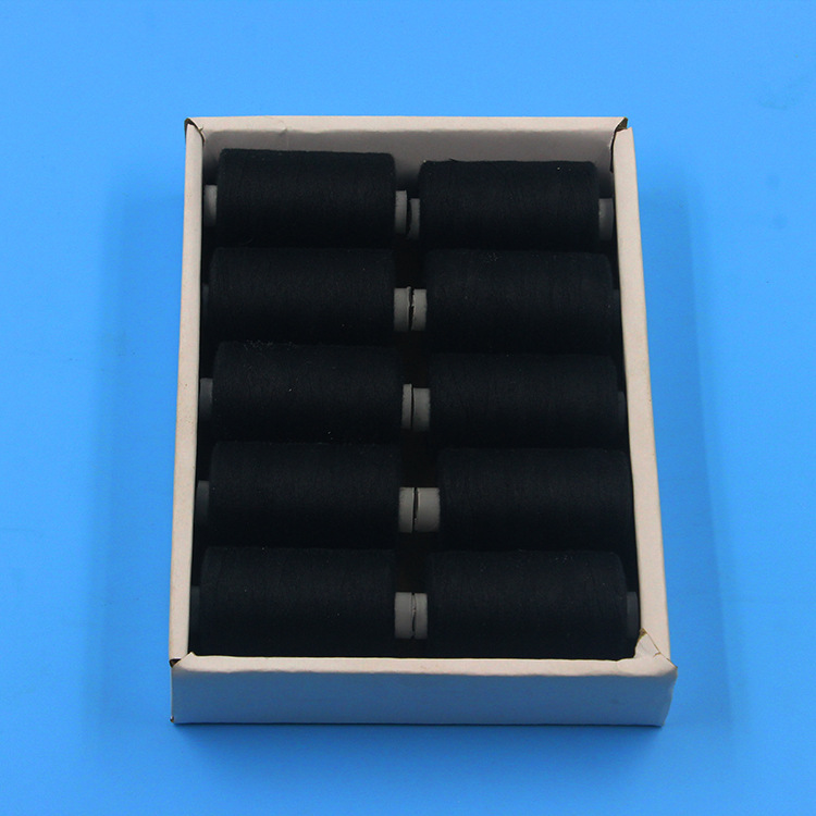 Hilo de coser 402 poliéster, 10 carretes/paquete, 1000 yardas/carrete para máquina de coser, costura a mano, costura multicolor: 11 Black