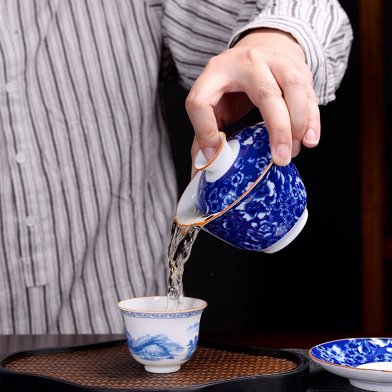 Kinesiske traditioner gai wan teskål ben kina tesæt dehua gaiwan te porcelæn grydesæt til rejse smuk og let kedel