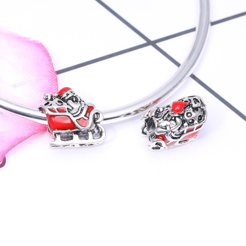 Red Christmas Christmas Series Bracelet Sleigh Elderly Beads Accessories 20 Alloy Christmas Charms