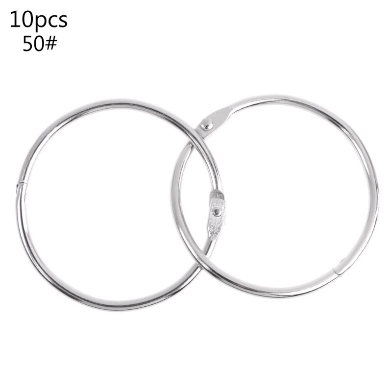 Anillo de Metal para encuadernación de hojas sueltas, aro multifuncional para encuadernación de libros, llavero circular, suministros de oficina, 10 Uds.: 50-43mm