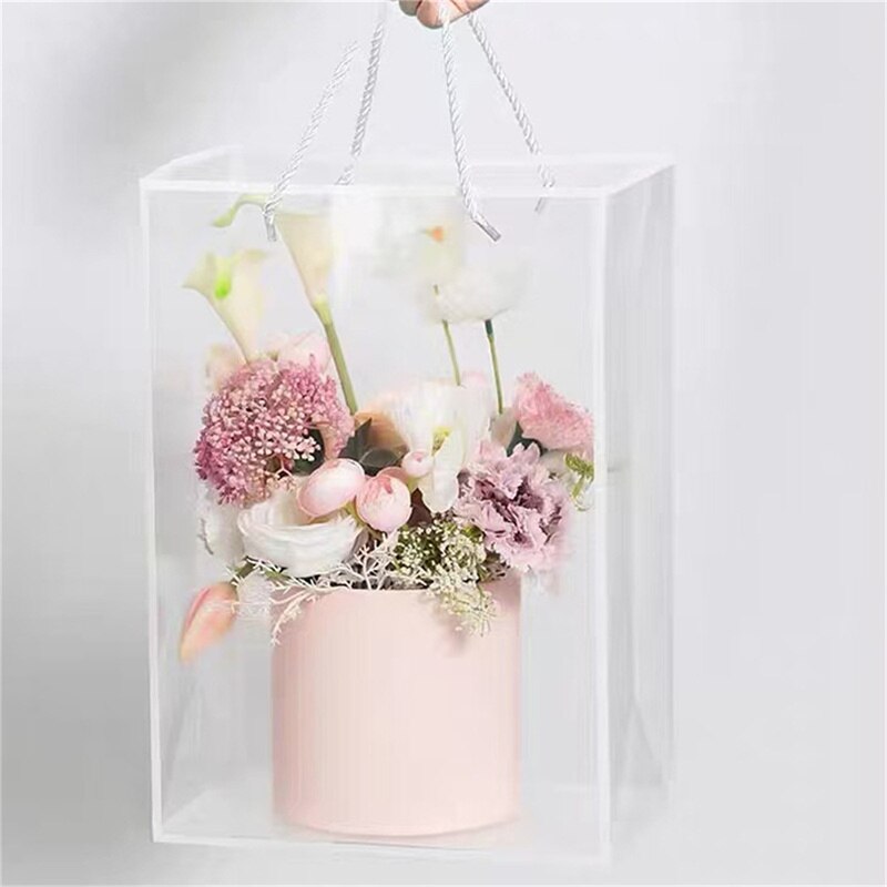 Sac à main fourre-tout Transparent pour fleuriste, emballage de Bouquet de fleurs, sac d&#39;emballage en PVC,