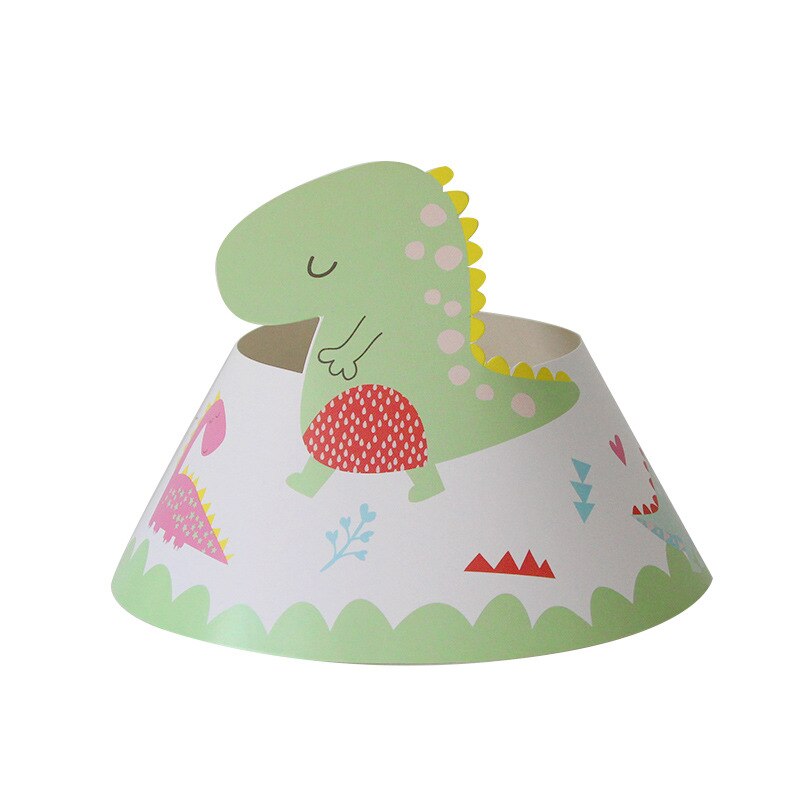 Sarjakuva dinosaurus syntymäpäiväjuhlat koristeet lasten lautaskuppi olki lautasliinat pussit kertakäyttöastiat baby shower tapahtuma juhlasetti: Hattu 6 kpl