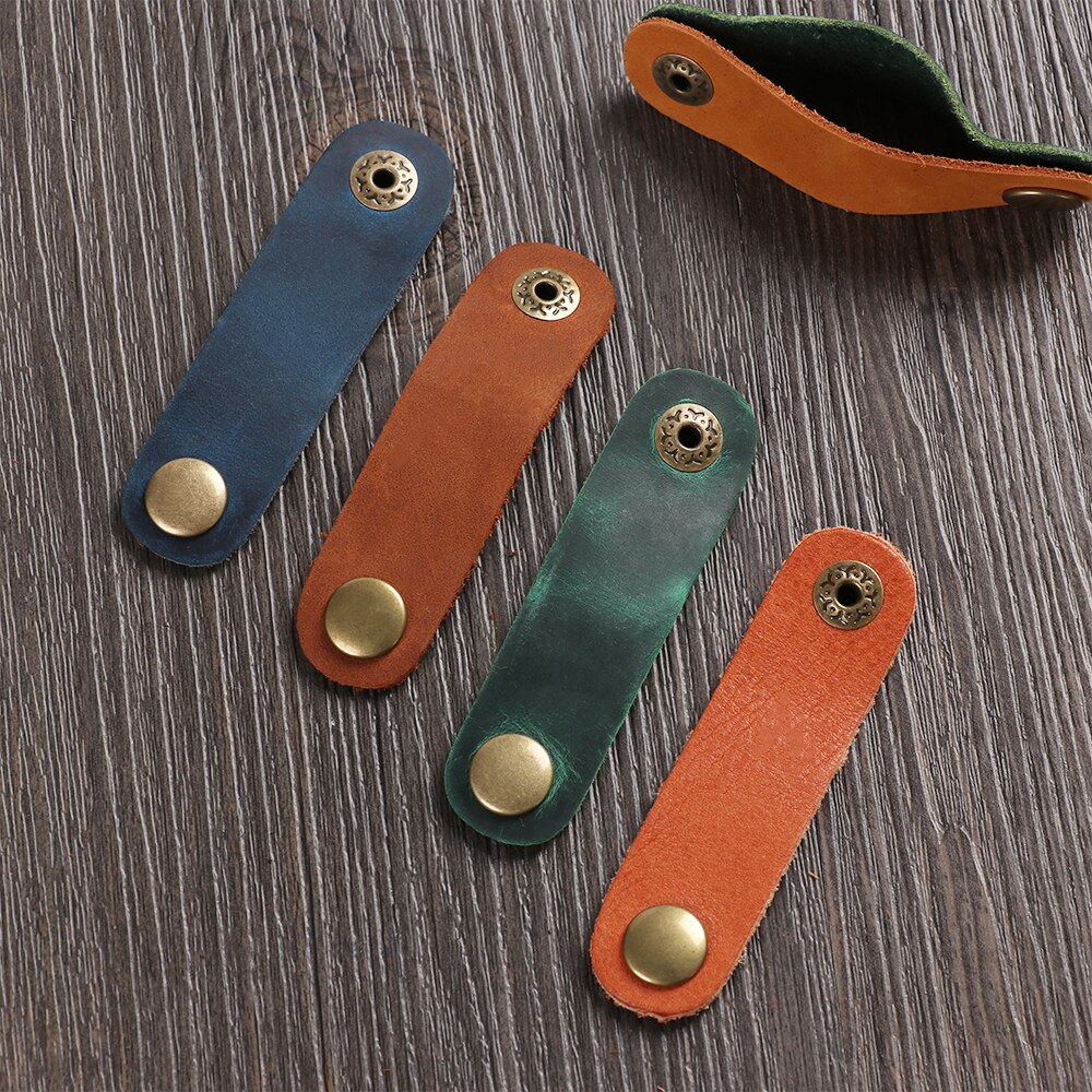 1pc 8*2cm headset øretelefon ledning bærbar usb kabel ledning læder vikler skrivebordsæt ledning arrangør hjem skole skrivebord manager