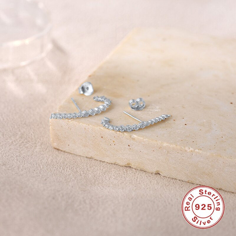 ROXI Ins Zircon Crystals Geometry Stud Earrings for Women Wedding Earrings Unusual 925 Sterling Silver Pendientes Earrings