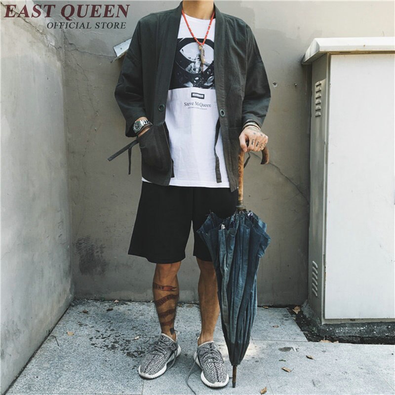 Japanese kimono cardigan men haori yukata male samurai costume clothing kimono jacket mens kimono shirt yukata haori ZZ1011