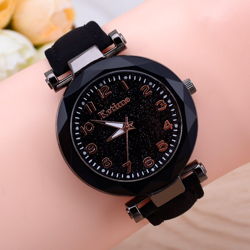 Casual Romantic Starry Sky Women Watches Bracelet Bangle Ladies Wrist Watch Simple Leather Female Clock Relogio Feminino: B