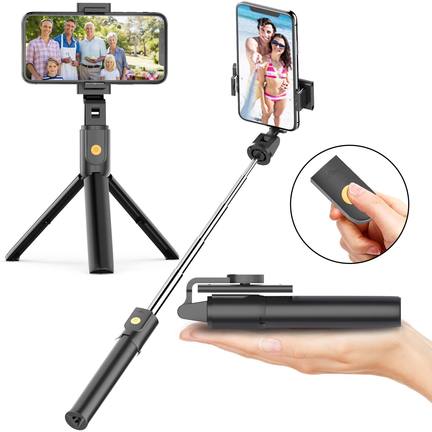 3 in 1 kabelloser bluetooth-selfie-stick, ausziehbares hand-monopod, faltbares mini-stativ mit auslöser-fernbedienung für das iphone