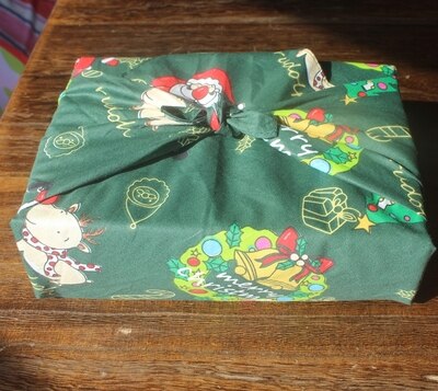 Julmönster linda in tyg furoshiki-pack bomull 100%/ tecknad tryckt 50cm/ många användningsområden: 2