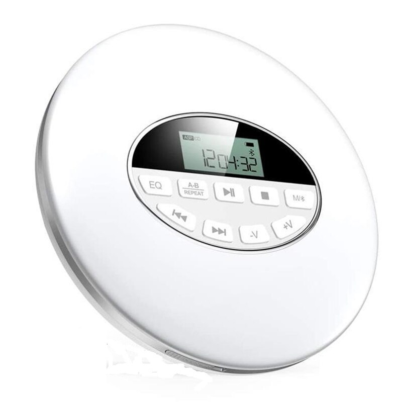 Tragbarer cd-player mit kopfhöreranschluss, hifi-musikwiedergabe, cd-walkman, discman-player für zuhause, reisen und auto: Weiß