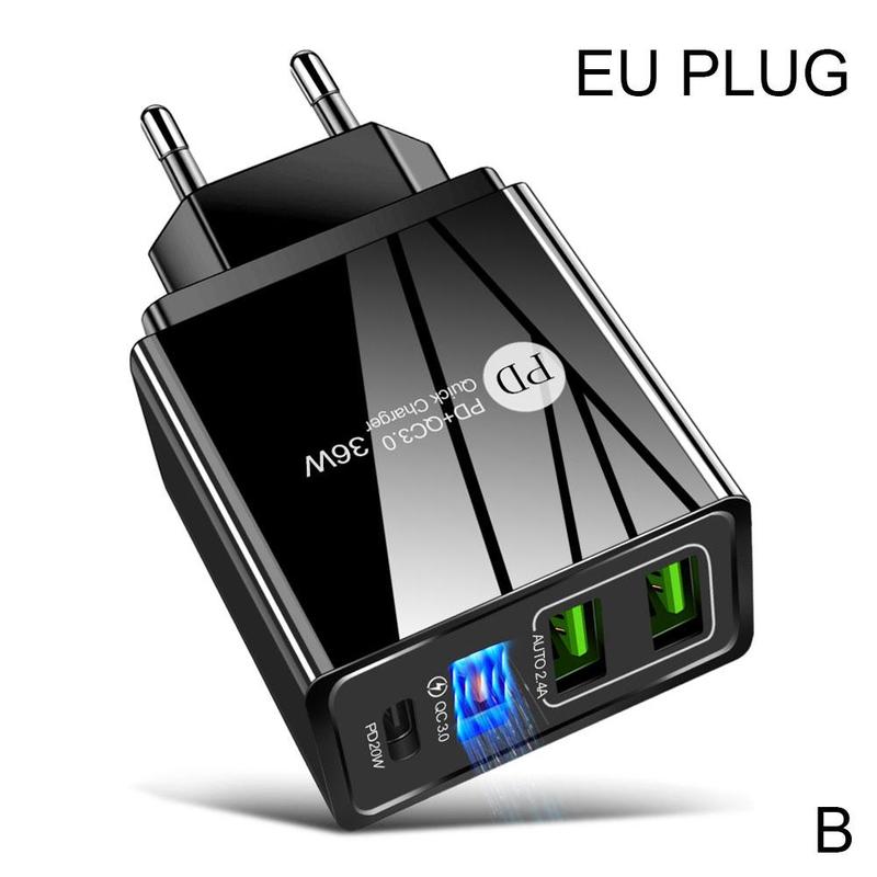 praktisch Ladegerät Schnelle Ladung PD20W QC 3,0 2,4 EIN Ladegerät USB Hohe Dual Beständig Multi-Hafen Mit Kopf USB PD Temperatur H0F4: B
