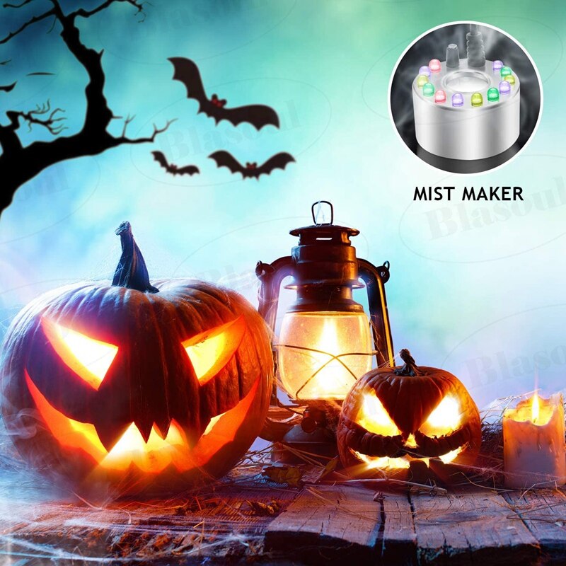 Mist Maker,Aluminum Mini Fog Maker Waterproof Mist Machine With 12 LED Lights For Water Fountain Pond Fishtank Botanical