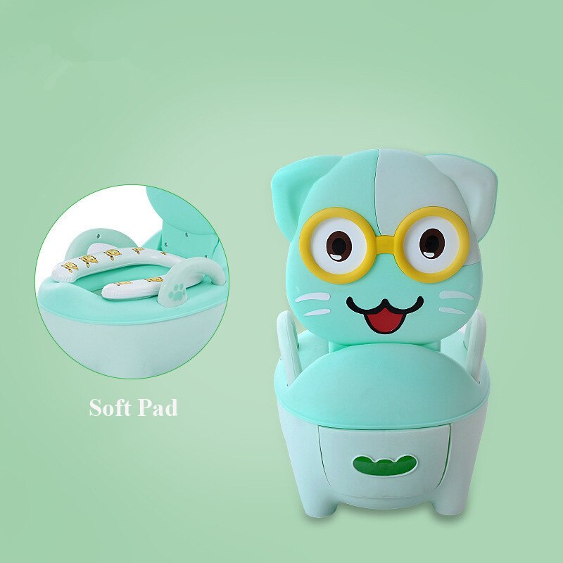 Mignon chat bébé toilette formation Potties Portable pratique enfants formation Pan siège de toilette PP dessin animé bassin pour enfants urinoir: Green B