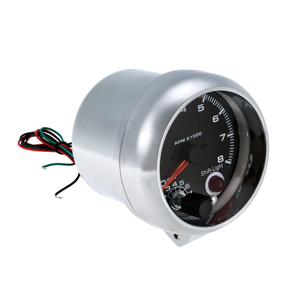 Universele 12V Auto 3.75 "Toerenteller Tacho Gauge Met 7 Led Kleuren Shift Light 0-8000 Rpm
