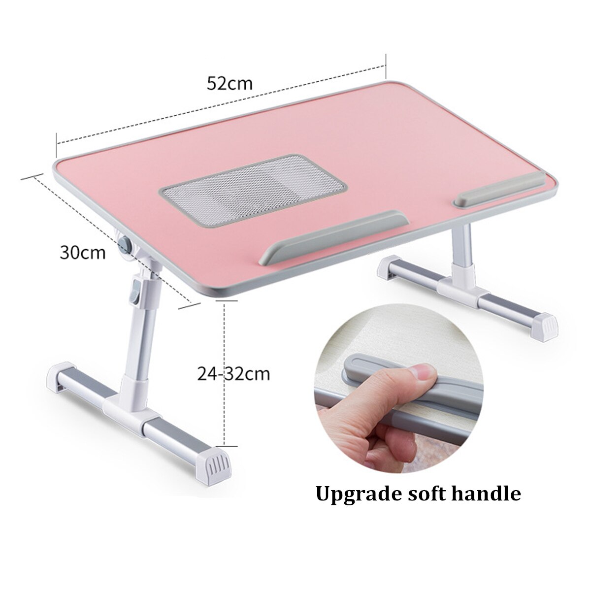 Foldable Adjustable Laptop Desk With Cooling Fan Notebook Laptop Stand Bed Tabletop Desks Home Study Table Computer Desk 53x30cm: Pink