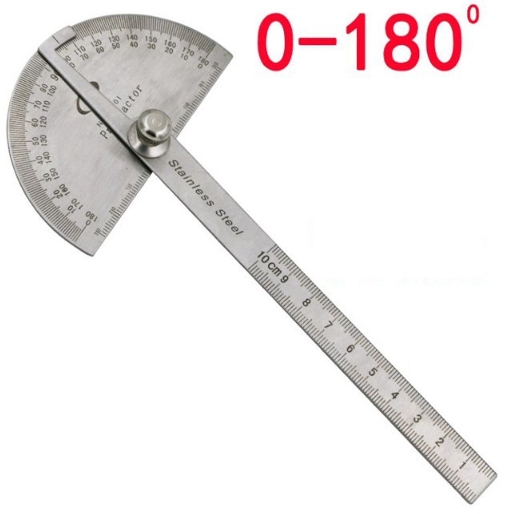 Stainless Steel Protractor Round Head Rotary Angle Rule metal Arm Ruler Adjustable Mathematics Measuring Tool Ruler 10cm