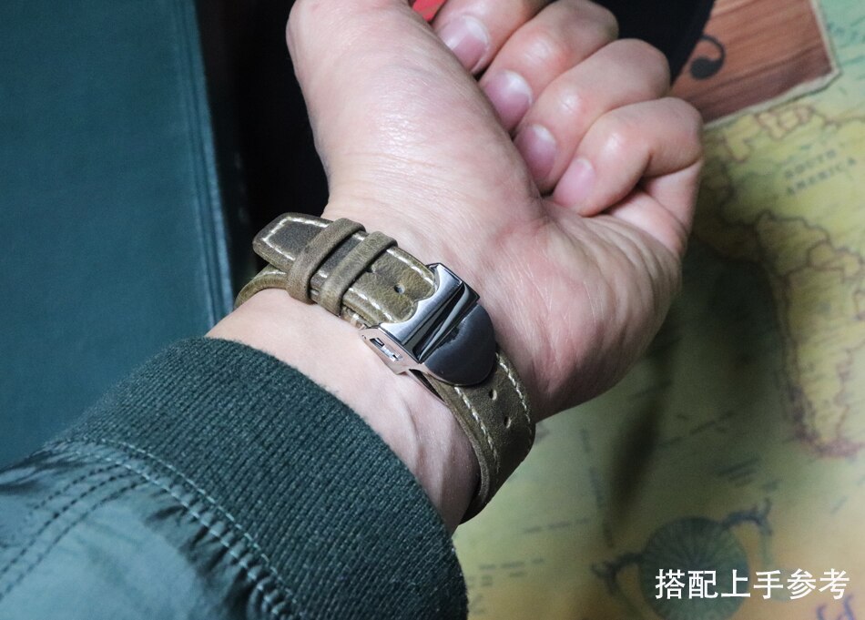 Bracelet de montre Vintage marron fait main en cuir de cheval fou 20mm 21mm 22mm bracelet de montre en cuir de veau véritable pour IWC