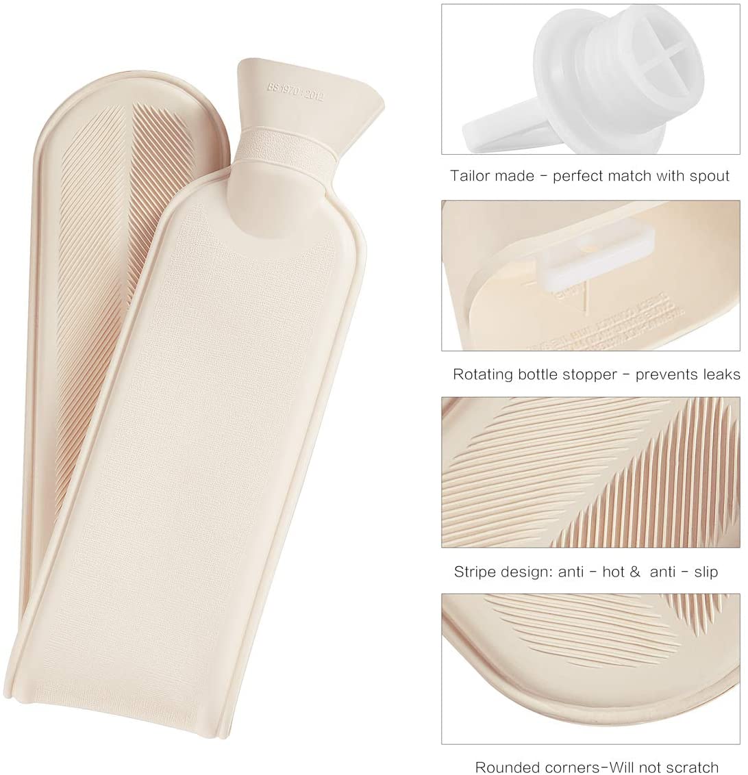 Long Stander Water Bottle Bed Warm Waist Back Water Bottle With Super Soft Plush Material Cover 2L Pure Natural Rubber