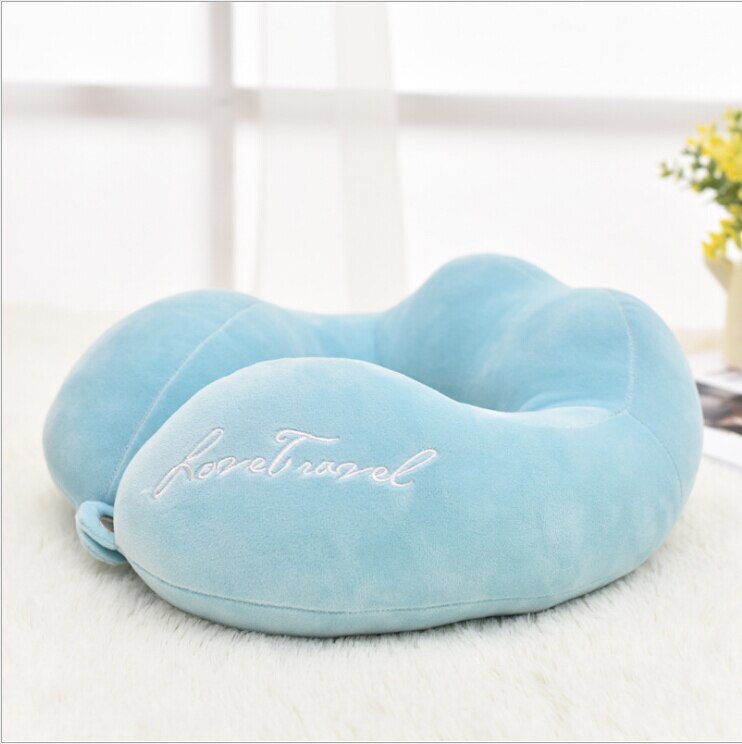 Foam Pad U-vormige Reizen Kussen Vliegtuig Reizen Sleep Head Rest Ondersteuning Kussen Soft Foam Nekkussen Auto Kussen Kussen: Sky Blue