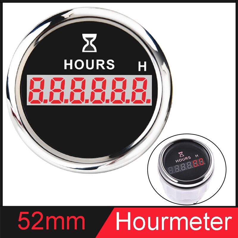 Universel 52mm bateau sablier étanche heures mètres temps jauges pour Marine voiture moto Yacht 9-32V rouge rétro-éclairage: BS