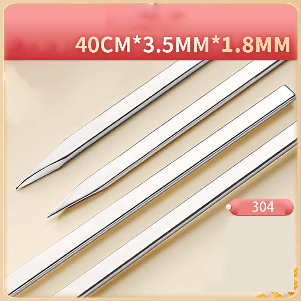 50 Pcs Rvs Bbq Barbecue Spiesjes Platte Metalen Spiesjes Voor Grillen Herbruikbare Bbq Sticks Met Draagbare Opbergtas: 40CMx3.5MMx1.8MM