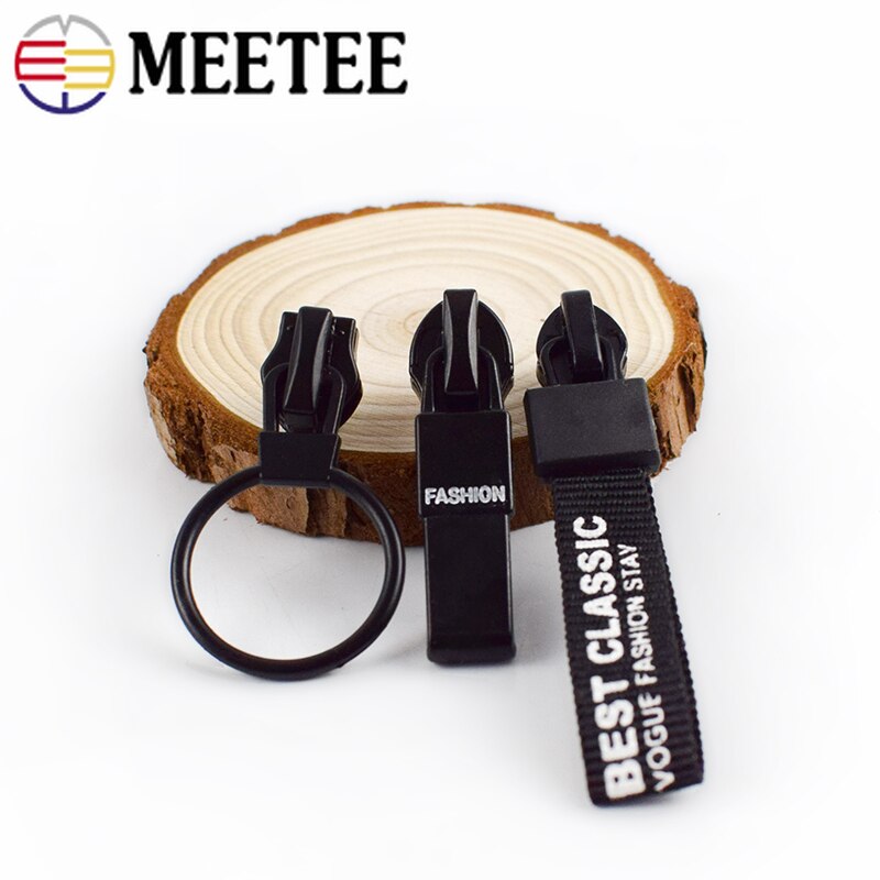 Meetee 10pcs 5# Anti-loading Zipper Sliders for Waterproof Reverse Installation for Invisible Bag Jacket Nylon Coil Zip Puller