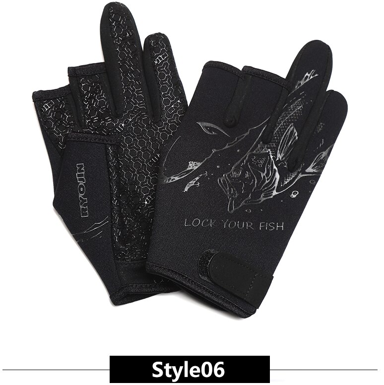 Angeln Handschuhe Drei Finger Geschnitten Wasserdicht Verschleiß-beständig Stoff Tau Handschuhe Angeln Anti-Unterhose Drei Finger Männer: Stil06 / M