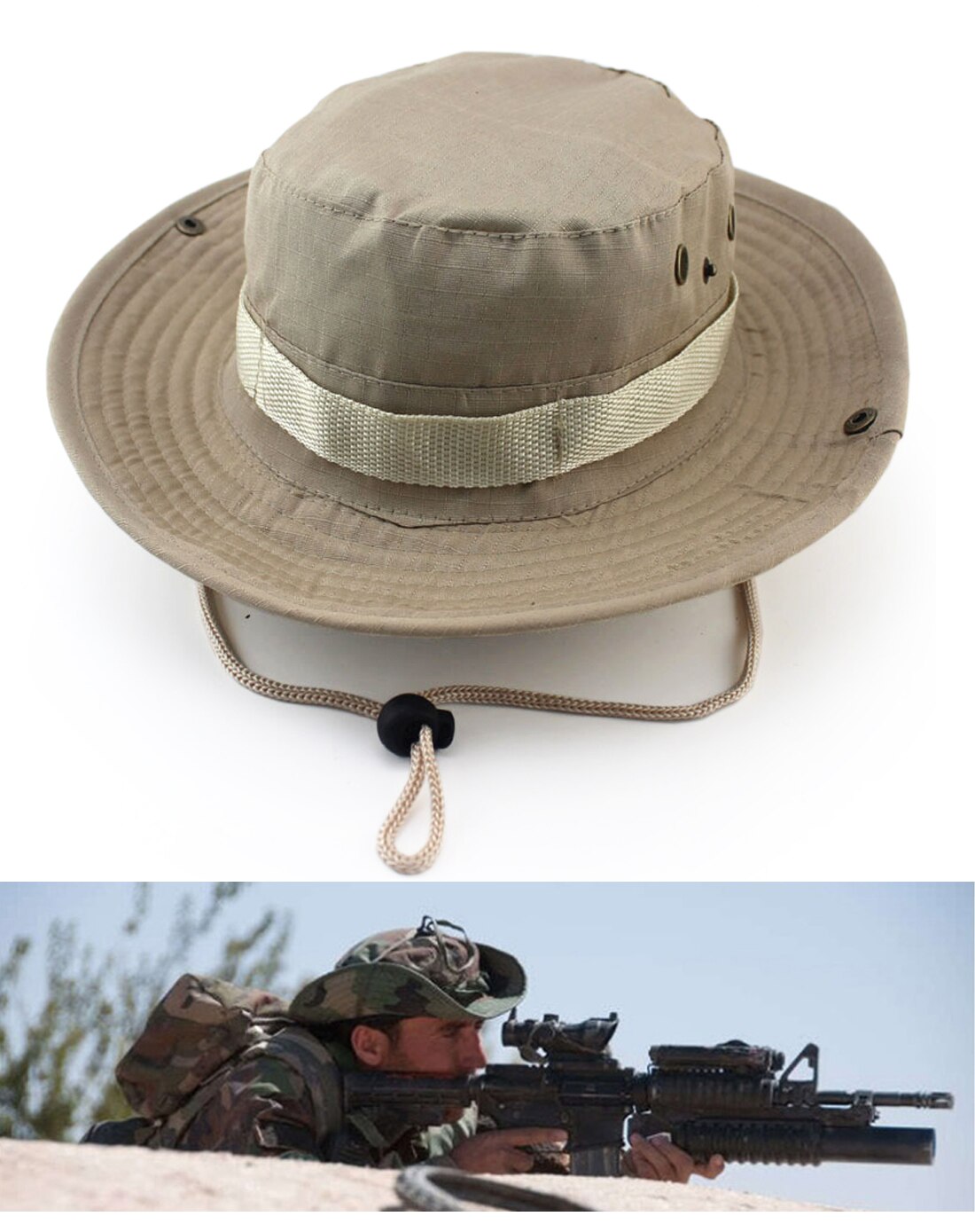 Gorros Boonie de arbusto al aire libre, gorro de pesca de camuflaje de la jungla: 1
