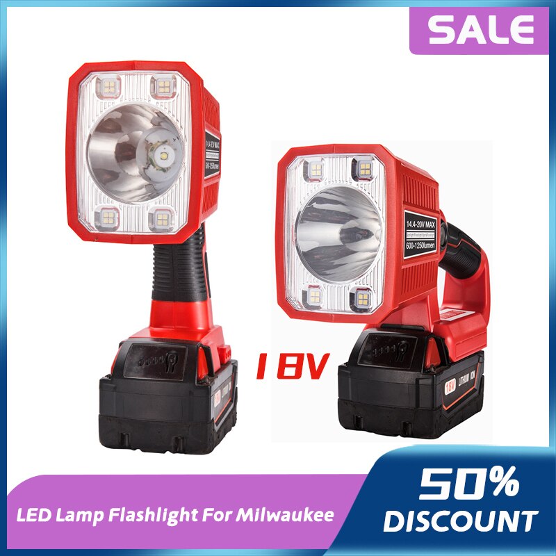 Lampe de travail LED Portable 18w pour Milwaukee M18, avec batterie Li-Ion 18V, éclairage extérieur USB (sans batterie),