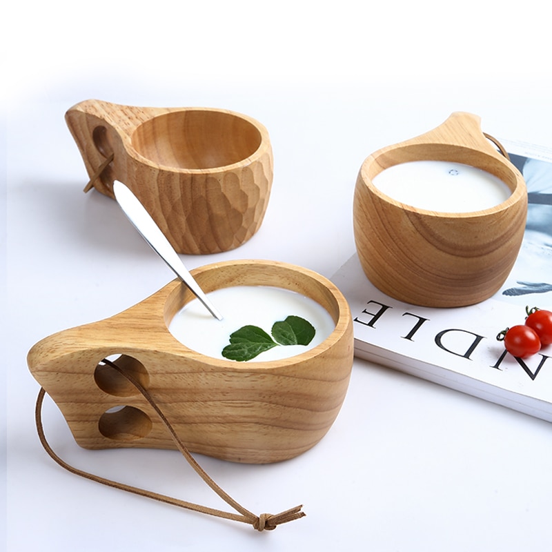 Taza portátil china de madera para café, té, leche, agua, zumo, limón, hecho a mano, novedad