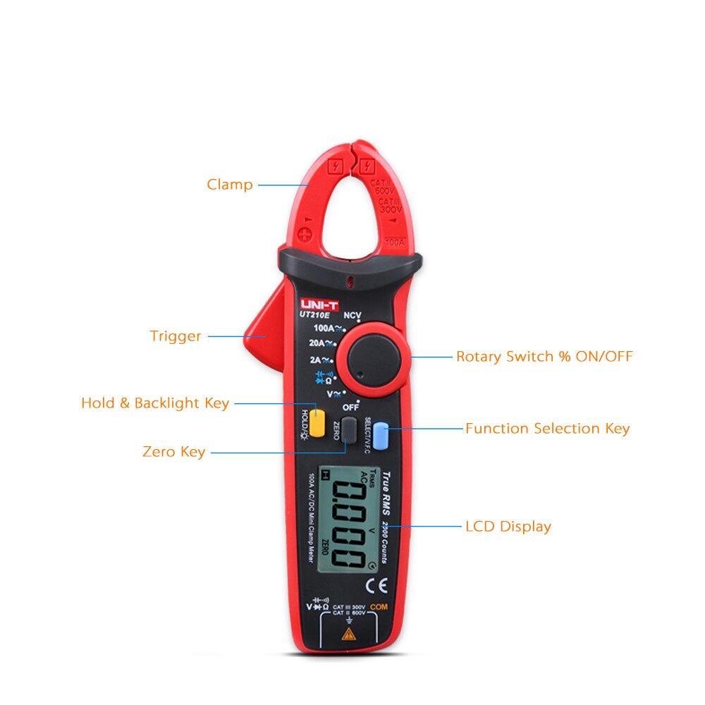 UNI-T UT210E Multimeter Digitale Stroomtang AC/DC Stroom Spanning Meter Auto Bereik Voltmeter Ameter Capaciteit Weerstand Test