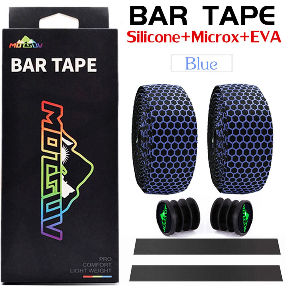 MOTSUV Bicycle Handlebar Tape Road Bike Silica Gel Tape EVA Soft Breathable Bike Bar Tape Fixed Gear Belt Bicycle Accessories: Blue