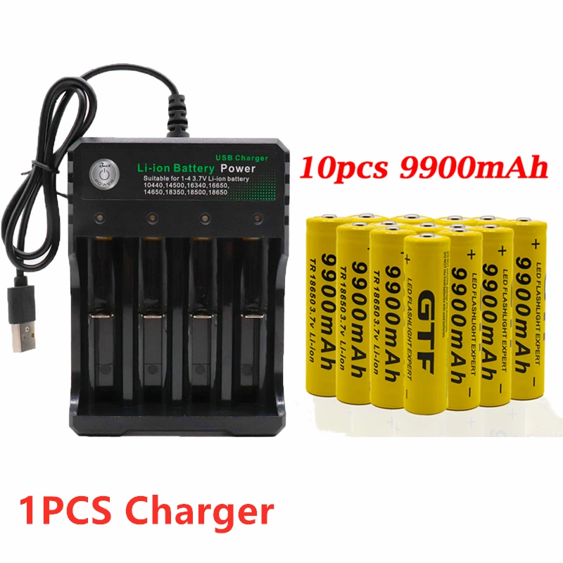 Original 3,7 3,7 V Lithium-Ionen-Batterien für Taschenlampe Akku V mAh für Taschenlampe USB-Ladegerät: green