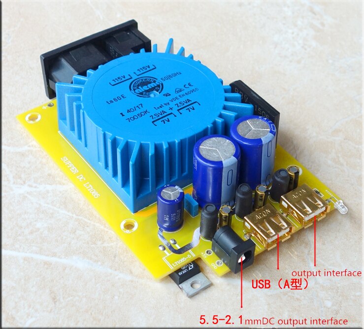 tipo de puerto USB de 5V, 15W, salida dual de CC, fuente de alimentación lineal regulador de voltaje CC, CAS XMOS raspberry