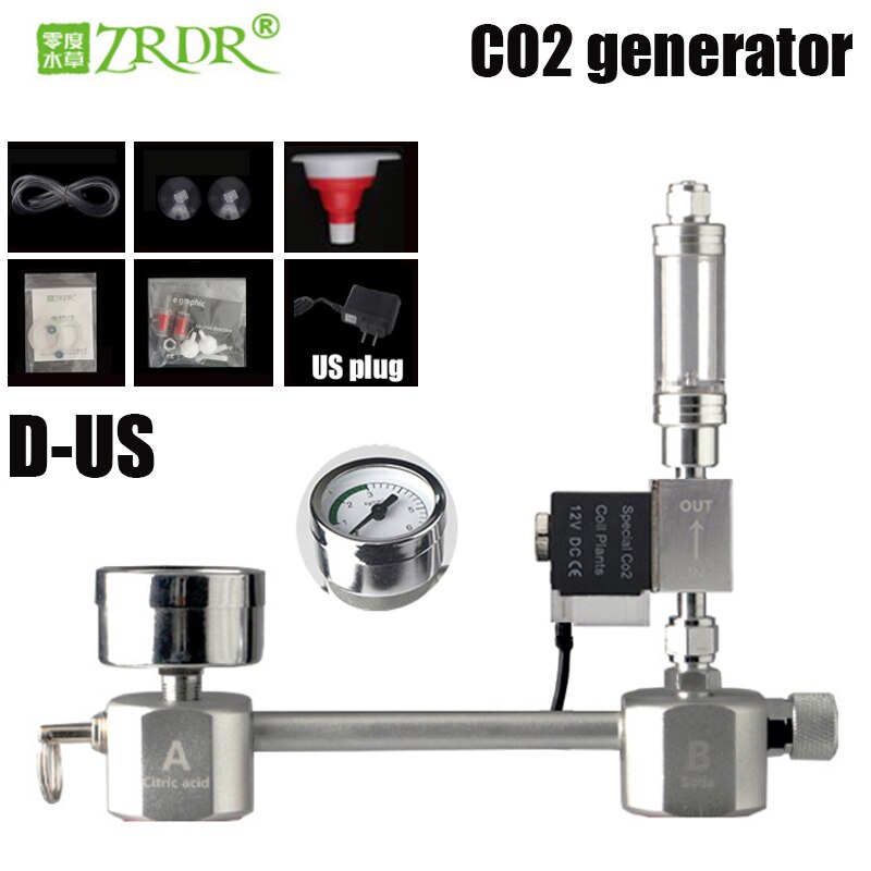 Fish tank DIY CO2 generator, carbon dioxide adjustment system kit, bubble counting CO2 diffuser with solenoid valve for aquatic: D-US